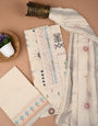Premium Beige Color Embroidery Unstitched Suit Set