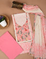 Corset Fabric Pink Unstiched Suit Set With Mulmul Dupatta