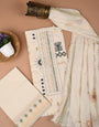Premium Creme Color Embroidery Unstitched Suit Set