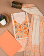 Corset Fabric Orange Unstiched Suit Set With Mulmul Dupatta
