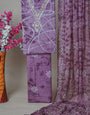Purple Batik Print Unstiched Pure Cotton Dress Material