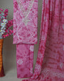Pink Batik Print Unstiched Pure Cotton Dress Material