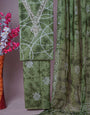 Green Batik Print Unstiched Pure Cotton Dress Material