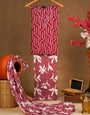 Pink Sanganeri Print With Chiffon Unstiched Dress Material