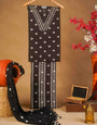 Brown Colour Sanganeri Print Cotton Dress Material