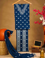 Navy Blue Colour Sanganeri Print Cotton Dress Material