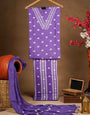 Purple Colour Sanganeri Print Cotton Dress Material